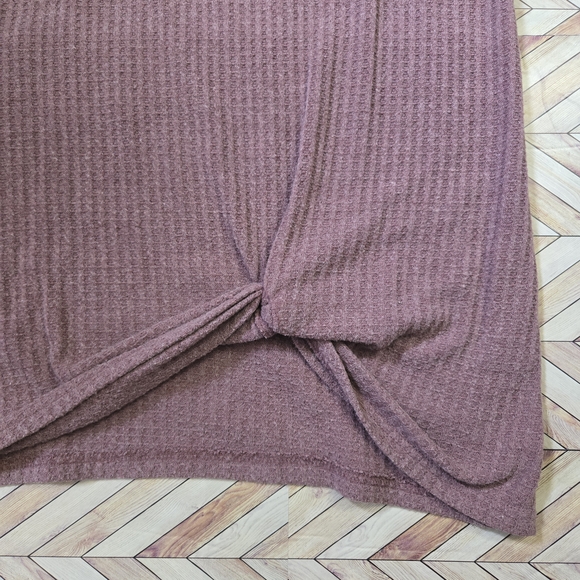 MIHOLL Women's Waffle Knit Tank Top Mauve Purple Sleeveless Knot Front Shirt S - Picture 8 of 13